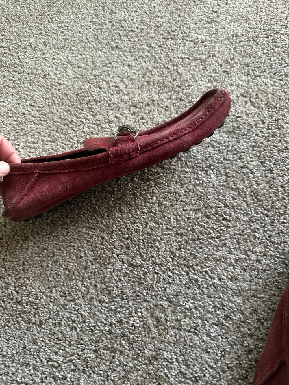 Gucci Horsebit Burgundy Suede Slip-On Loafers Mens 9G EU 43 Model 194312